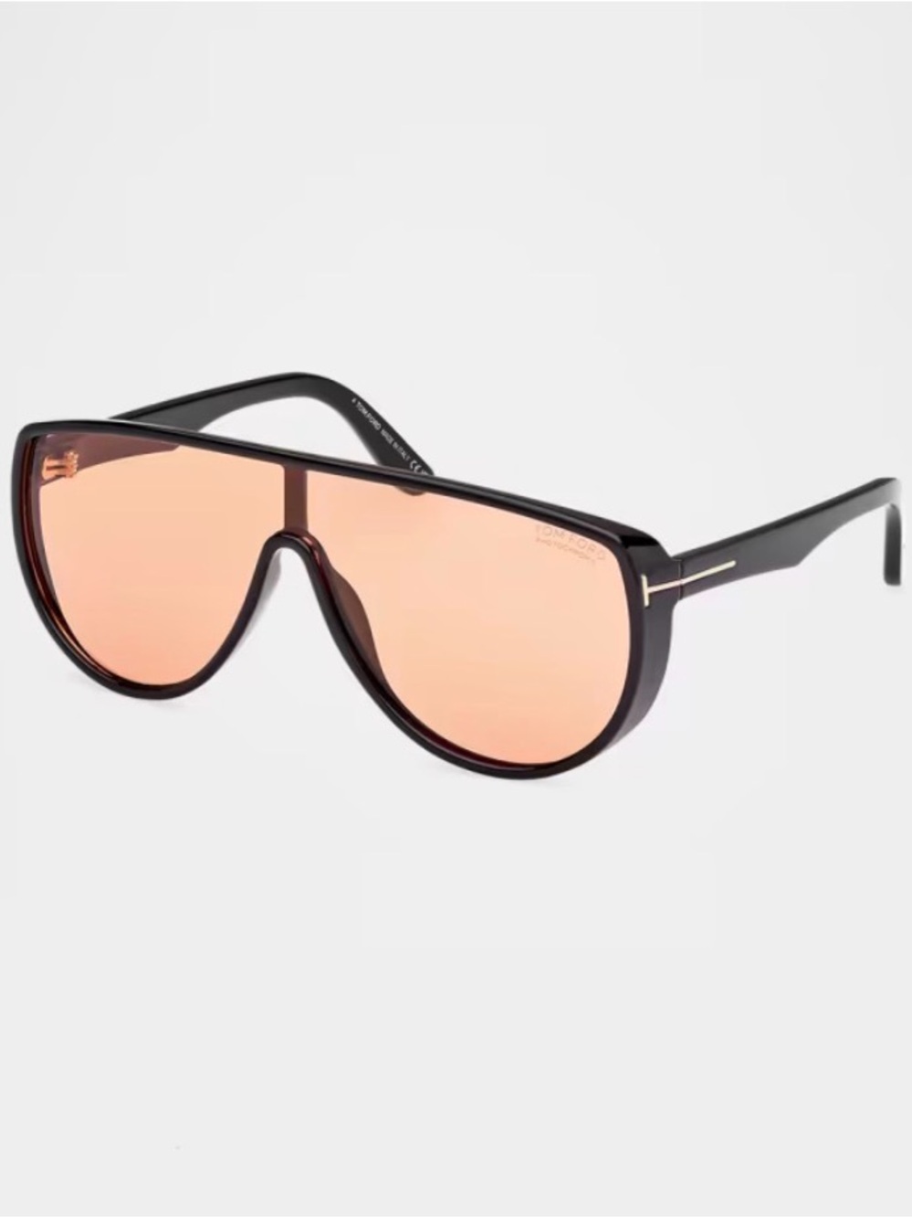 Tom Ford Achilles Black Frame Sunglasses with Peach/red Lenses - Oversized Shiel